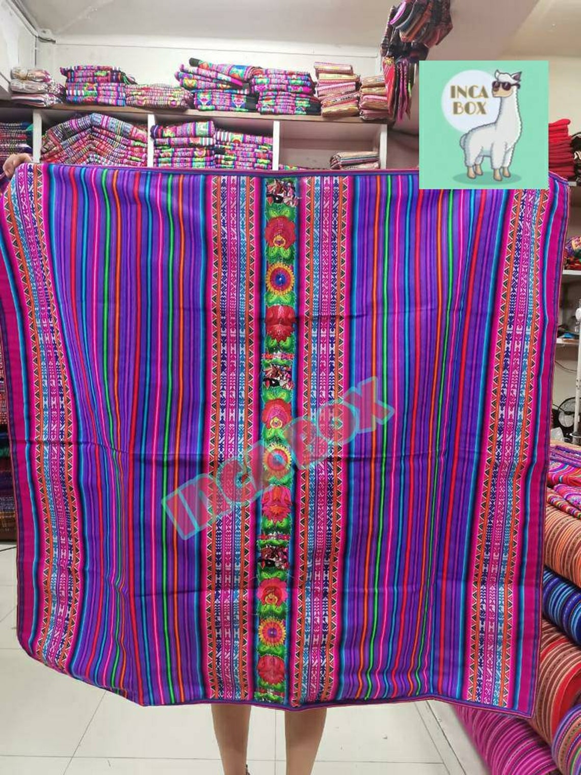 Peruvian Blanket With Embroidered Flowers Multipurpose Etsy UK