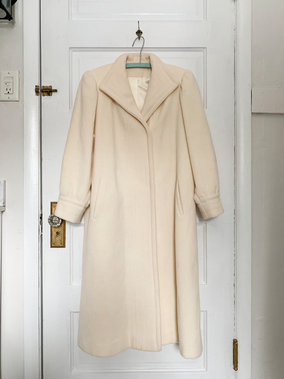 Vintage Wool Womens Cream Long Coat