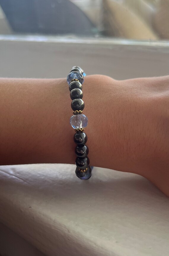 Blue and Black Stone Magnetic Clasp Bracelet