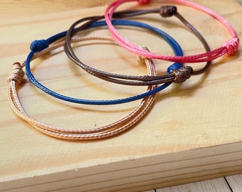 Adjustable Waxed Cord Bracelet: Waterproof Surfer Style