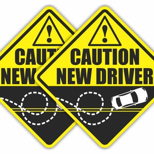 Precaución nuevo conductor divertido broma coche imán signo gag regalo para mujeres jóvenes, hombres, adolescentes, incluye 2 imanes, nuevos conductores y estudiantes conductores