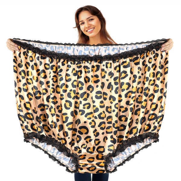 Giant Grand Mama Leopard Print Undies, Big Momma Undies, Funny Joke Gag Gift Oversized Funny Adult Gift Novelty Underwear, Granny Panties