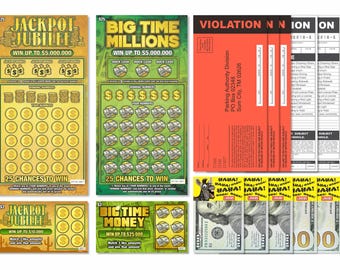 Prank Gift Bundle Fake Lottery Tickets Parking Violation Tickets Funny Gag Set April Fools Office Party Joke Kit for Friends Coworkers