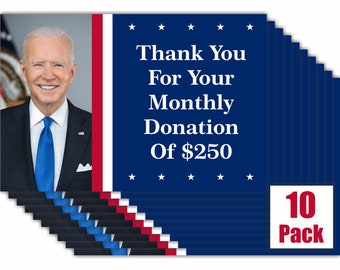 Paquete de 10 postales de broma con donación del presidente Joe Biden, broma divertida y práctica, broma de correo de oficina.