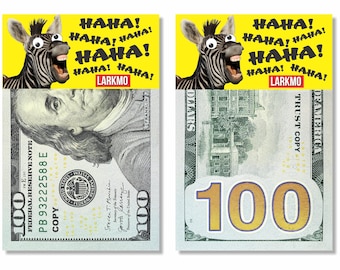 Broma divertida de la cebra bromista, broma del billete de cien dólares, broma de oficina para el Día de los Inocentes, kit de 50 piezas