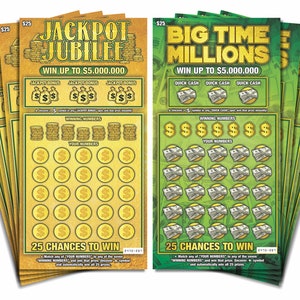 Prank Gag Fake Lottery Tickets - 8 Total Tickets, 4 of Each Winning Ticket Design, Scratch Off Cards, Scratcher Joke Lotto Ticket,
