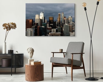 Downtown LA Skyscrapers - A Stormy Sunlight Photo Print