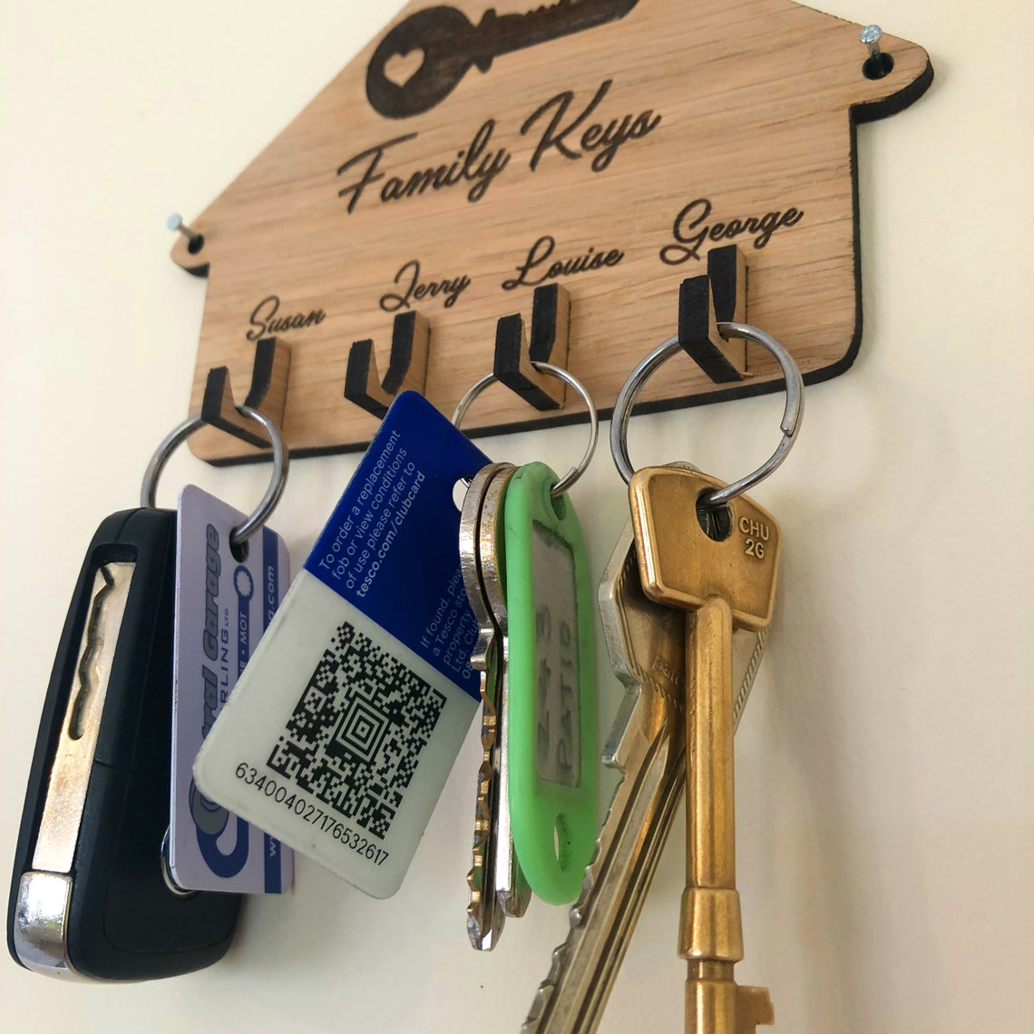 Personalised Home Key Holder with Wooden Hooks Home Key Etsy