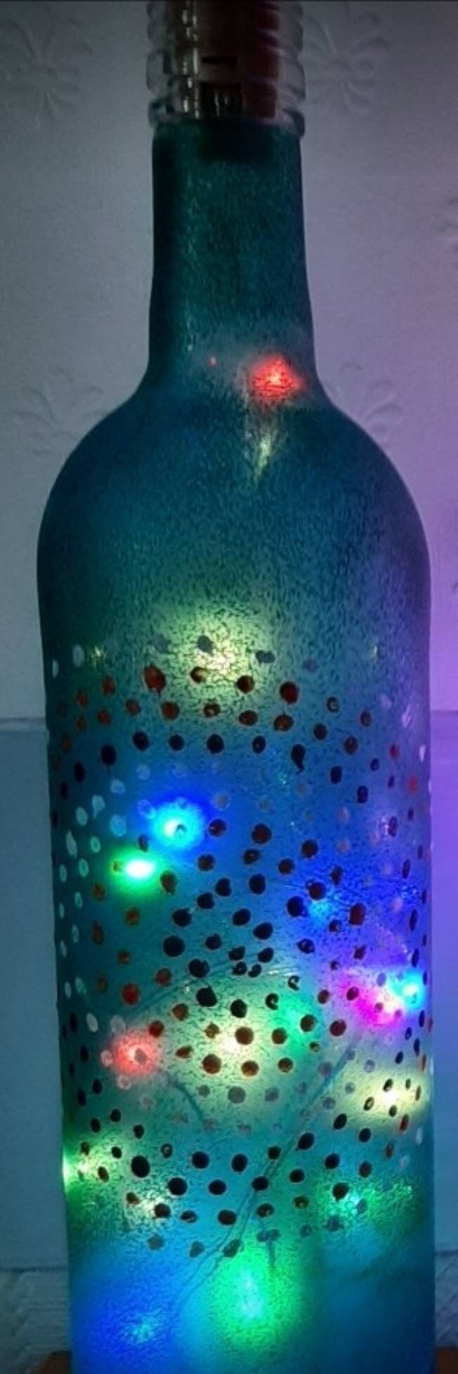 3 Unique Handpainted Glass Bottles With Pretty Fairy Light. Etsy UK