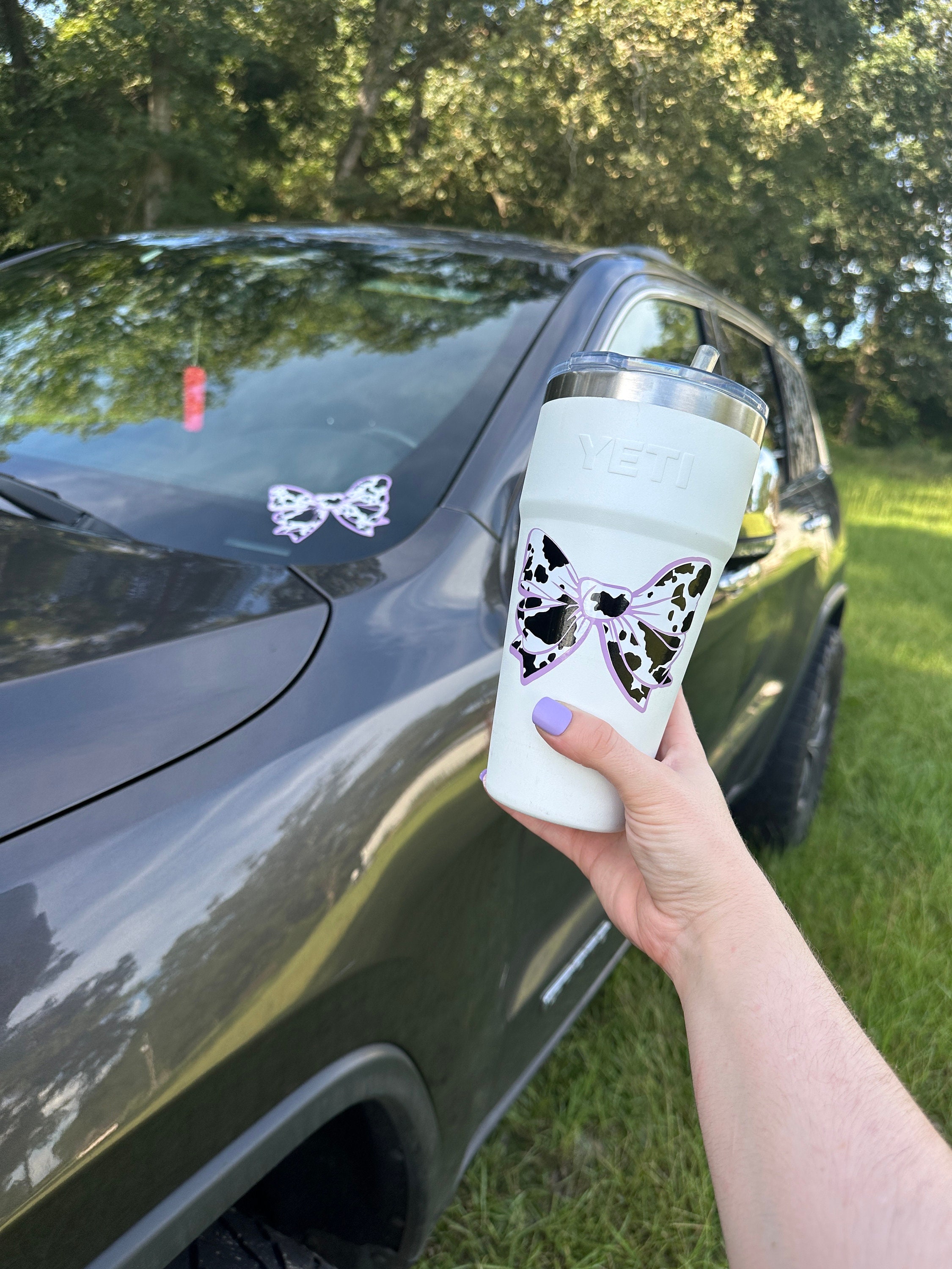 Cow Print Coquette Bow Decal for Car Cow Print - Etsy