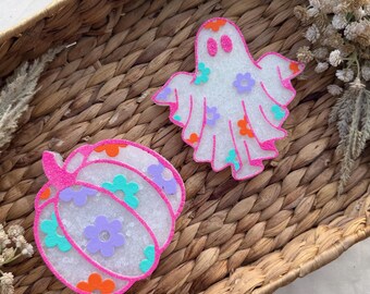 Floral Ghost Car Freshie, Fall Flower Ghoul Freshener, Halloween Hanging Car Accessory