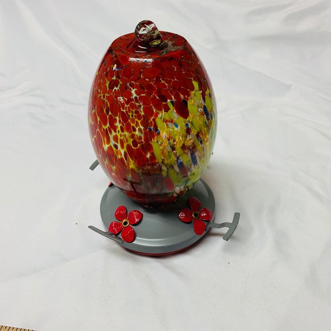 Vintage Bird Hummingbird Feeder Muranostyle Glass Etsy