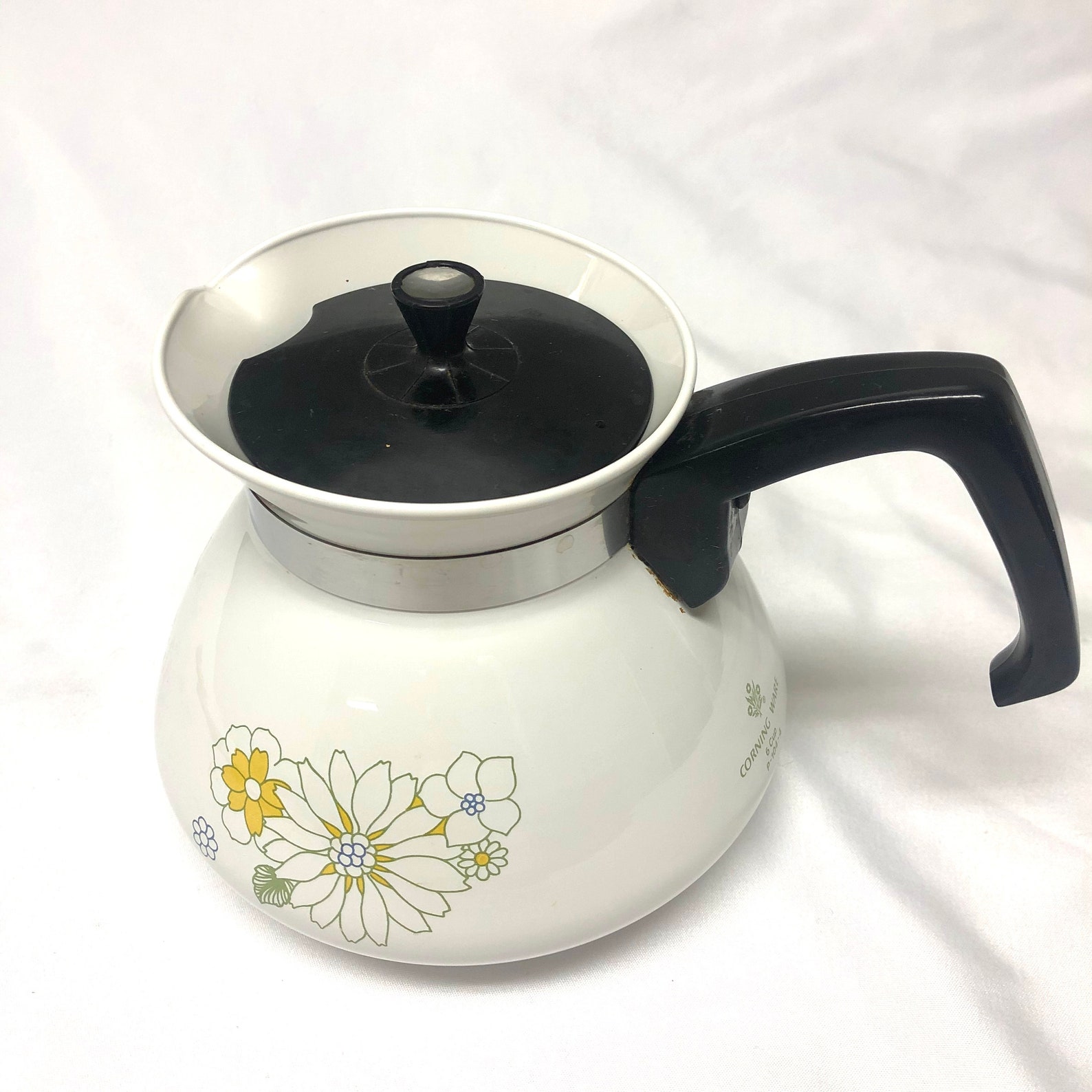 Vintage Corning Ware Coffee Pot Floral Bouquet Etsy