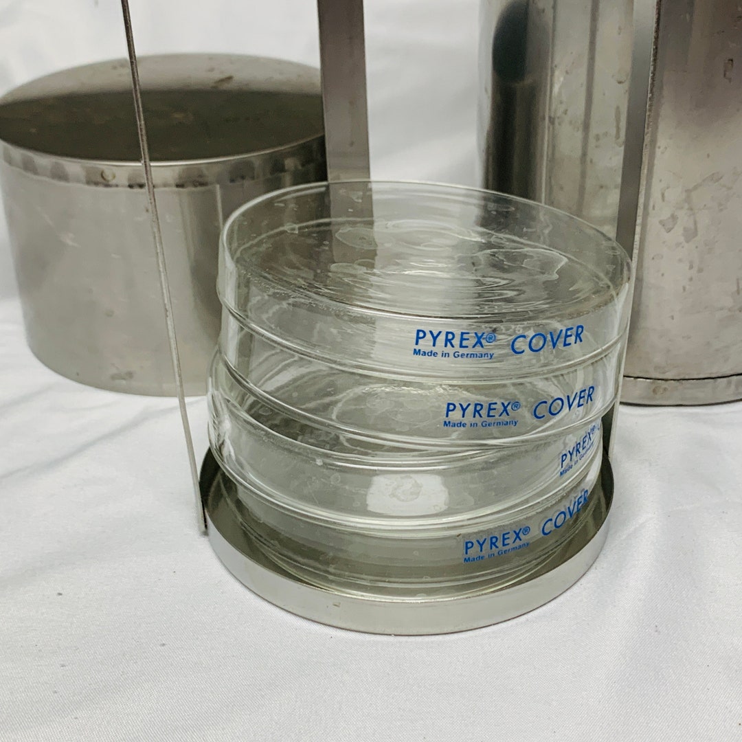 Pyrex Glass Petri Dishes and Storage Canister Etsy