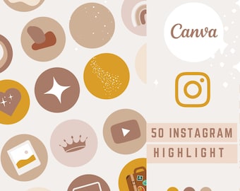 Boho Natural Instagram Highlight Covers - Highlights for Instagram Stories - Canva Editable Color Template - Instagram Highlight