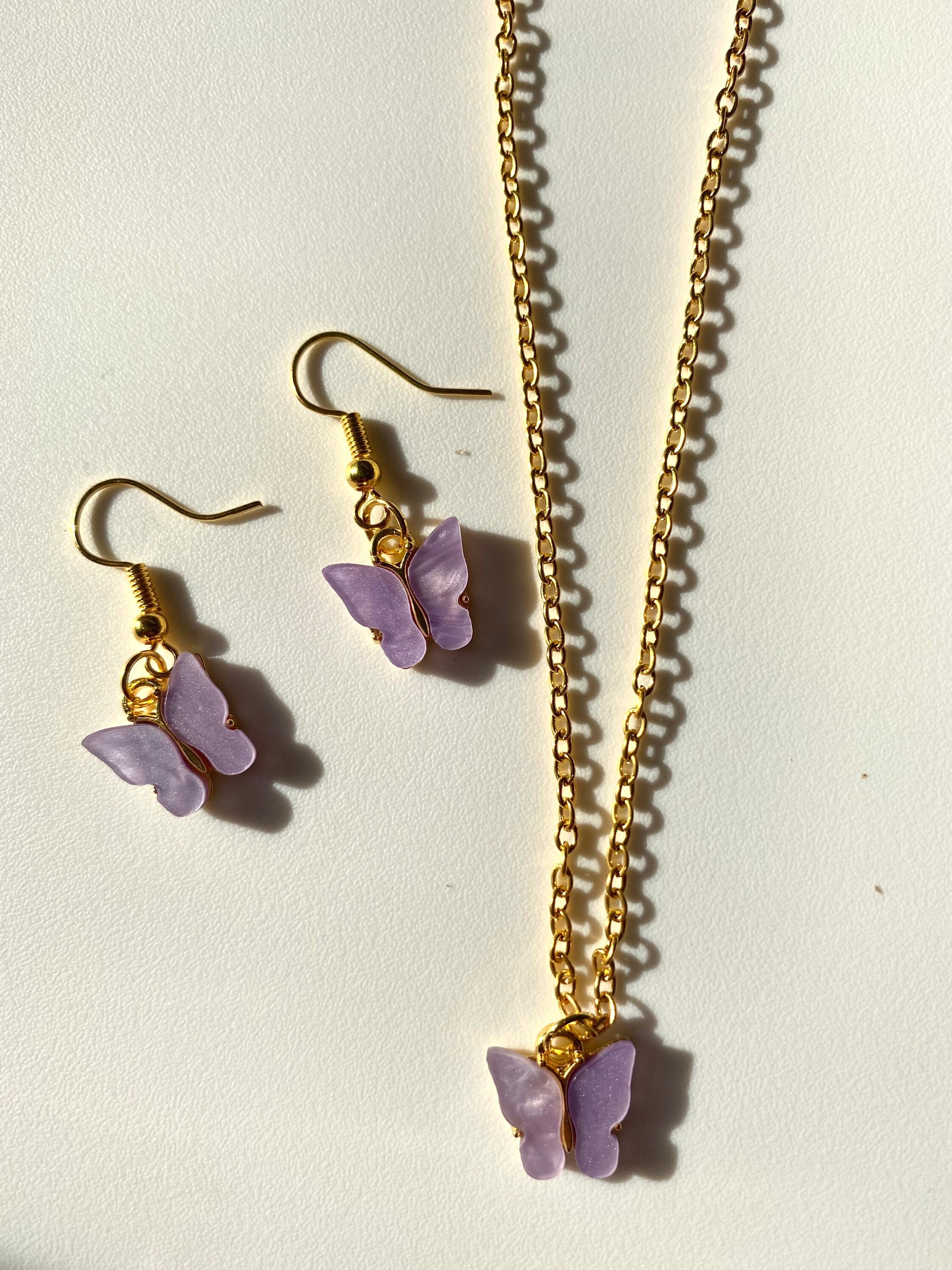 Butterfly necklace and earrings pack Etsy