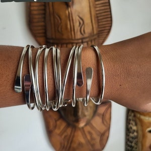 SALE African Brass Bangles, Stackable Bracelets, Boho Statement Bangles