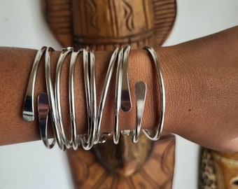 SALE African Brass Bangles, Stackable Bracelets, Boho Statement Bangles
