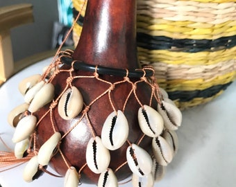 Red Shekere Cowrie Shell Rattle //jabara, Axatse, Netted Cowrie Shell ...