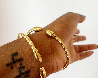 Goddess TWO PIECE bangle set, Stackable Bracelets, Boho African Statement Bangles