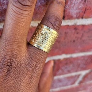 African Brass Ring, Geometric Brass Jewelry, Boho Statement Ring