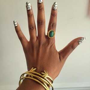 African Turquoise Goddess Ring, Bohemian Ring, African Statement Jewelry. Vintage Ring