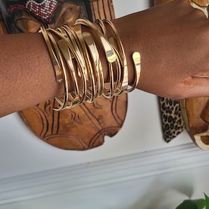 African Brass Bangles, Stackable Bracelets, Boho Statement Bangles