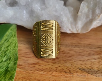 Naru // African Brass Geometric Ring, African Statement Jewelry, Brass Jewelry