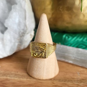 Eye of Horus Brass Ring// Gold African Statement Ring // Egyptian African Jewelry Ring