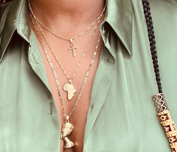 18K Gold African Necklace Set, African Statement Jewelry, African Jewelry