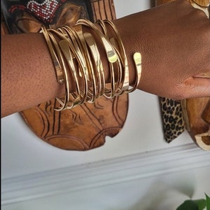 SALE African Brass Bangles, Stackable Bracelets, Boho Statement Bangles