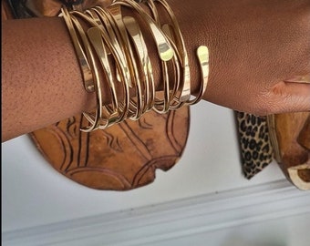 SALE African Brass Bangles, Stackable Bracelets, Boho Statement Bangles