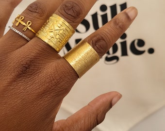 African Brass Ring, Geometric Brass Jewelry, Boho Statement Ring, African Statement Jewelry