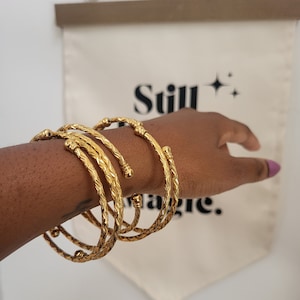 Goddess 6 PIECE bangle spiral set, Stackable Bracelets, Boho African Statement Bangles
