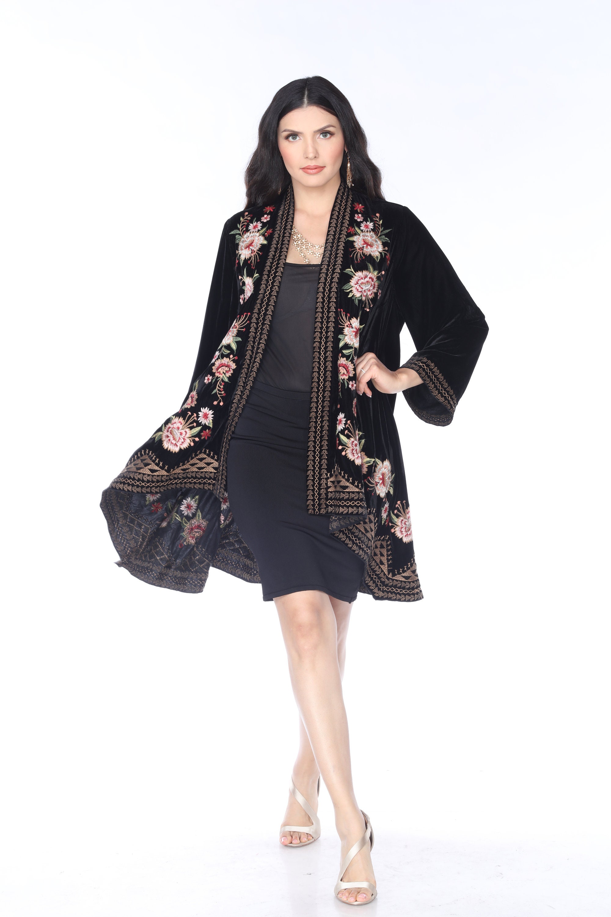Velvet jacket with ruffles ivory main image 0