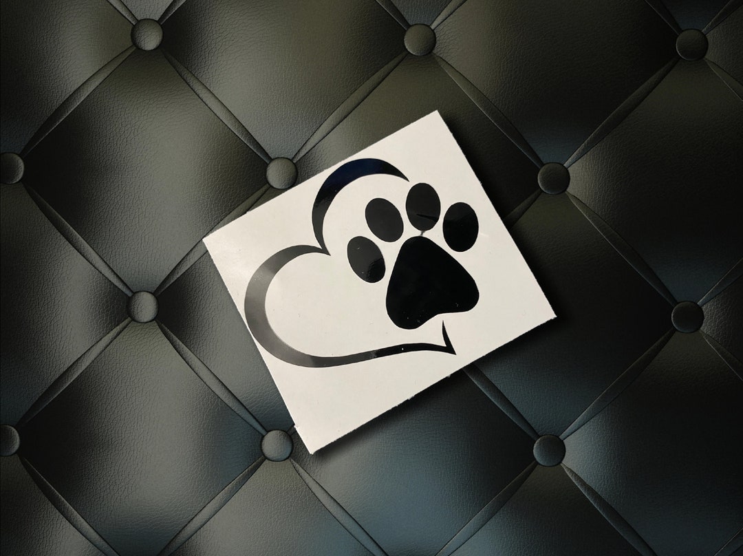 Paw Print Vinyl Decal Sticker | Dog | Heart | Car Window Decal | Truck ...