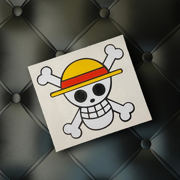 Anime Skull Vinyl Decal Sticker | Anime Skull Layered Vinyl Decal, One Piece Anime Logo Calavera Vinyl Decal Sticker