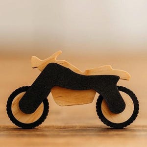 Handcrafted Wooden Motorcycle Toy: Pine & PLA