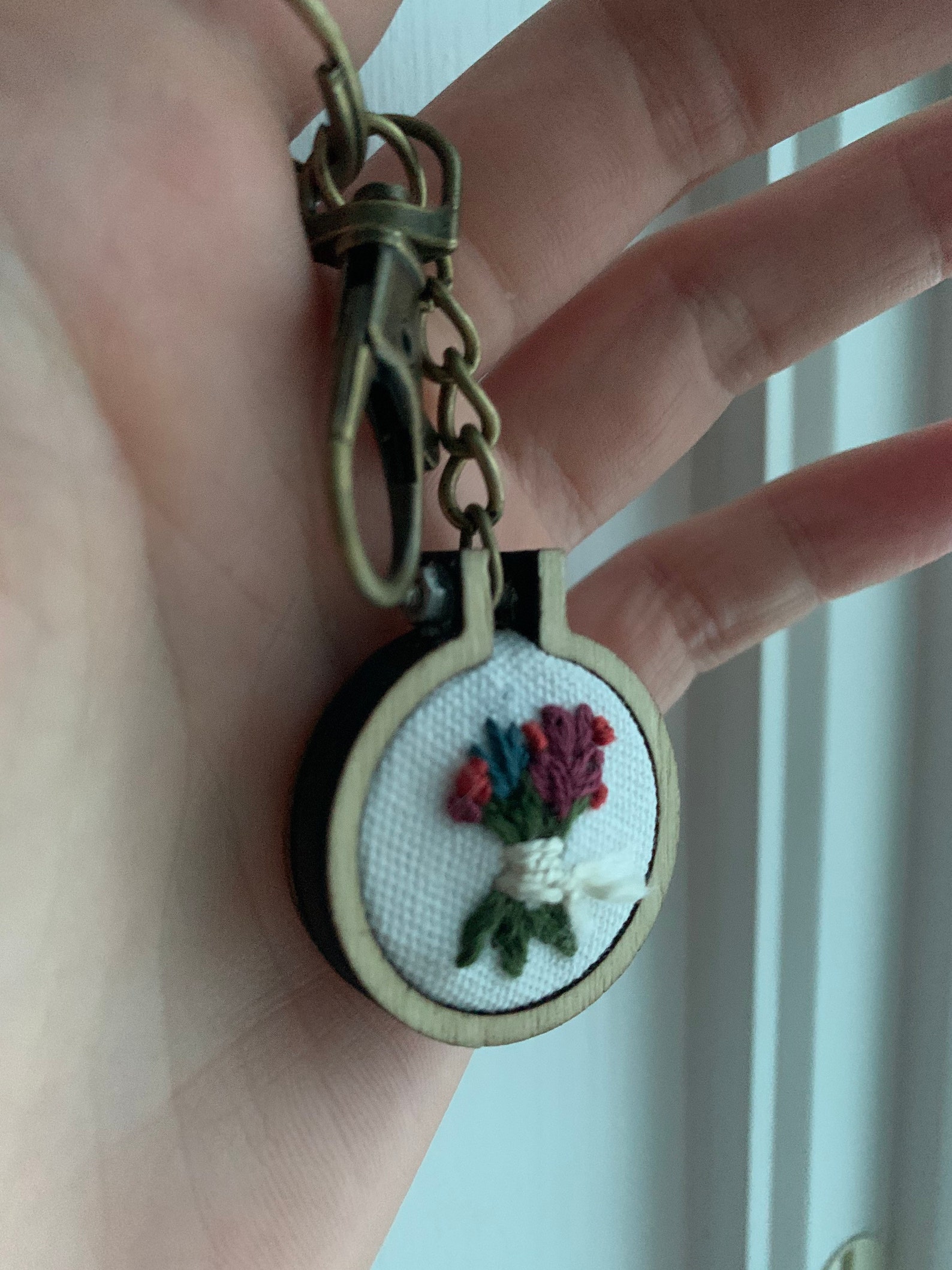 Hand embroidered keychain custom order Etsy