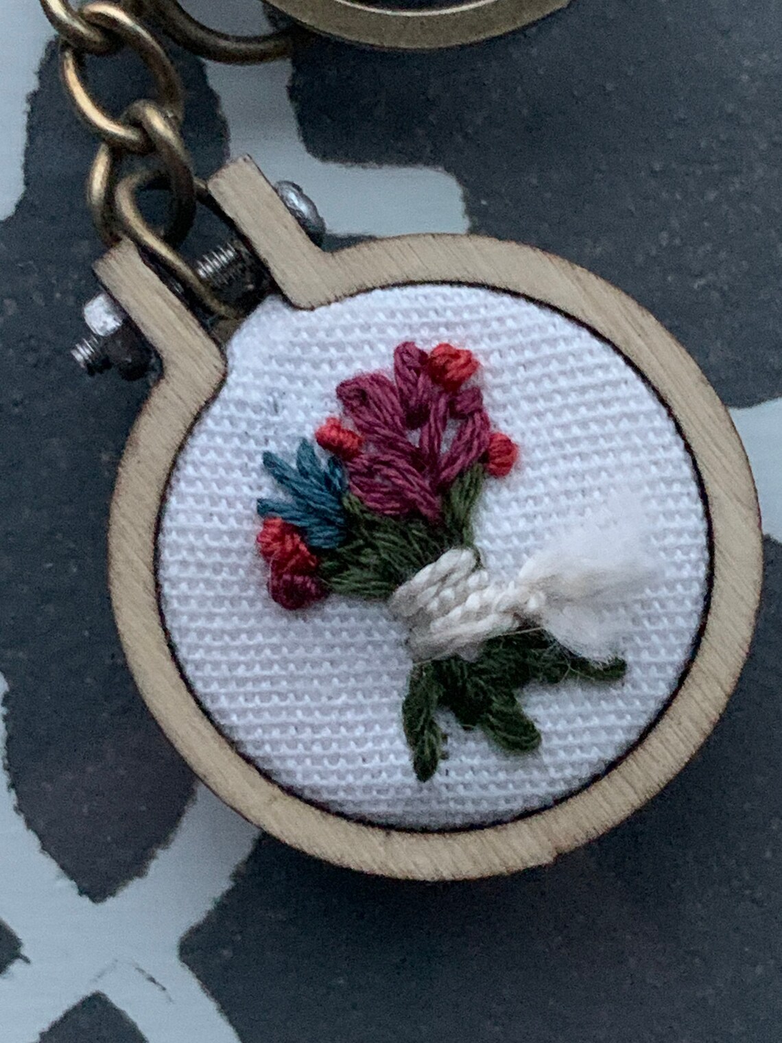 Hand embroidered keychain custom order Etsy