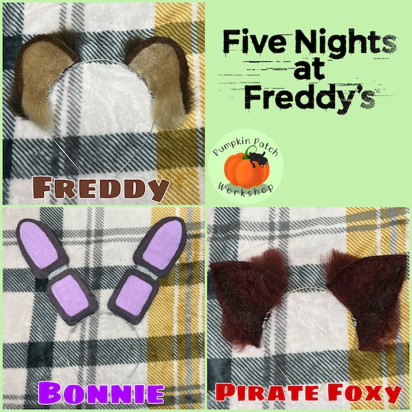 Pre-made and Ready to Ship | Faux Fur Five Nights at Freddy’s Cosplay Ears Headband [Freddy, Bonnie and Pirate Foxy]