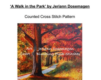 Printed Pattern - A Walk in the Park - Landscape Cross Stitch Pattern