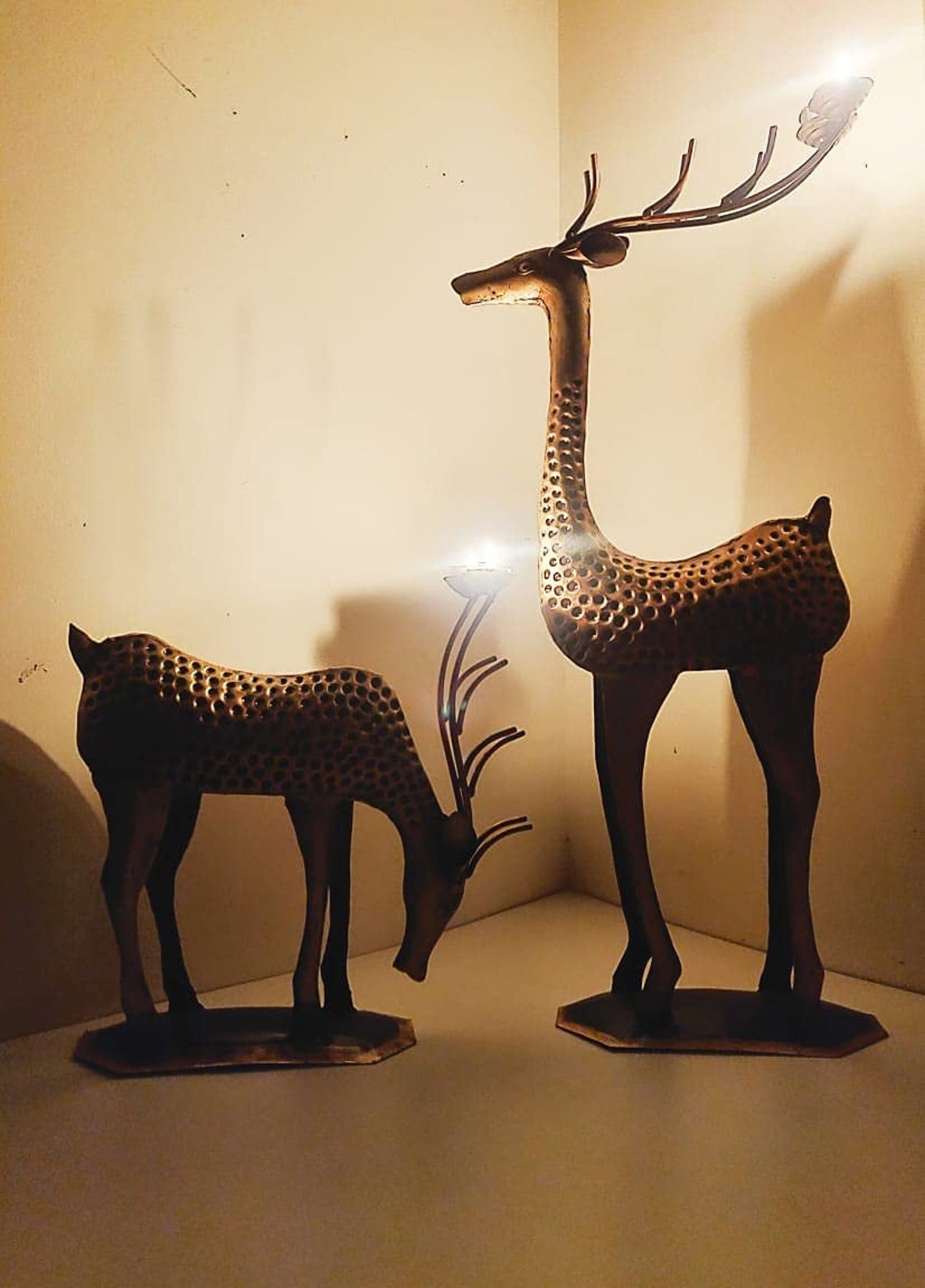 Metal Deer Statue Antique Deer showpiece Deer family with Etsy