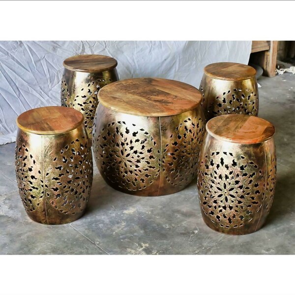 Metal Round Drum Coffee Table Etsy