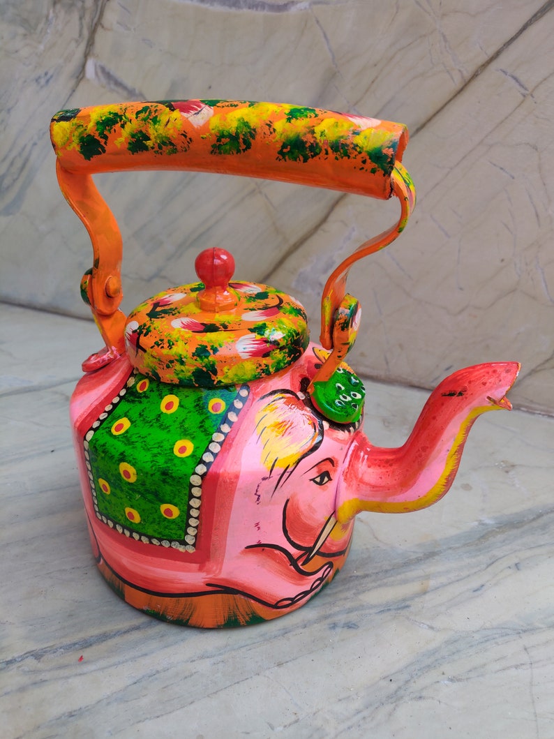 Hand Painted Indian Chai Kettle Aluminium Teapot in Pink Etsy