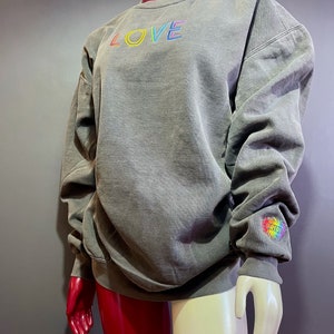 LGBT Pride 'LOVE' custom embroidered crewneck sweatshirt image 4