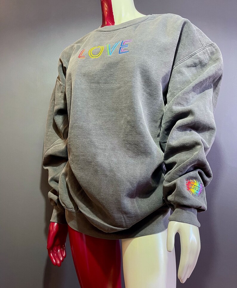 LGBT Pride 'LOVE' custom embroidered crewneck sweatshirt image 4