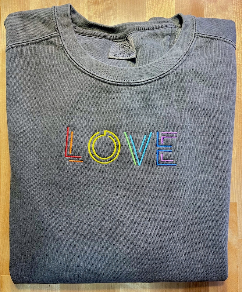 LGBT Pride 'LOVE' custom embroidered crewneck sweatshirt image 1