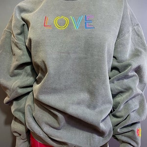 LGBT Pride 'LOVE' custom embroidered crewneck sweatshirt image 3