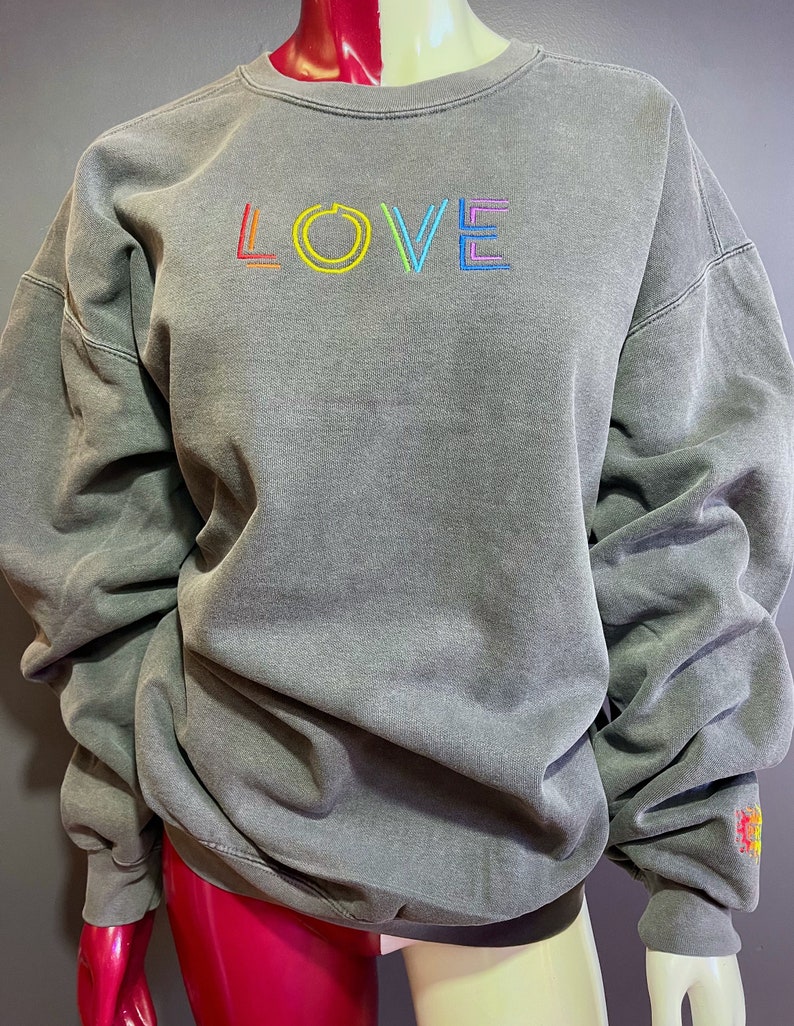 LGBT Pride 'LOVE' custom embroidered crewneck sweatshirt image 3